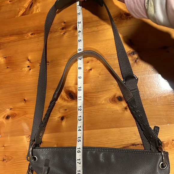 The Sak Dark Gray Leather Messenger Bag Shoulder Purse - Picture 10 of 11